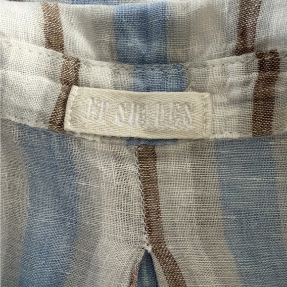 CP Shades Romy Linen Tunic Shirt Light Blue & Brown Stripe Relaxed Fit Size L - Picture 5 of 10